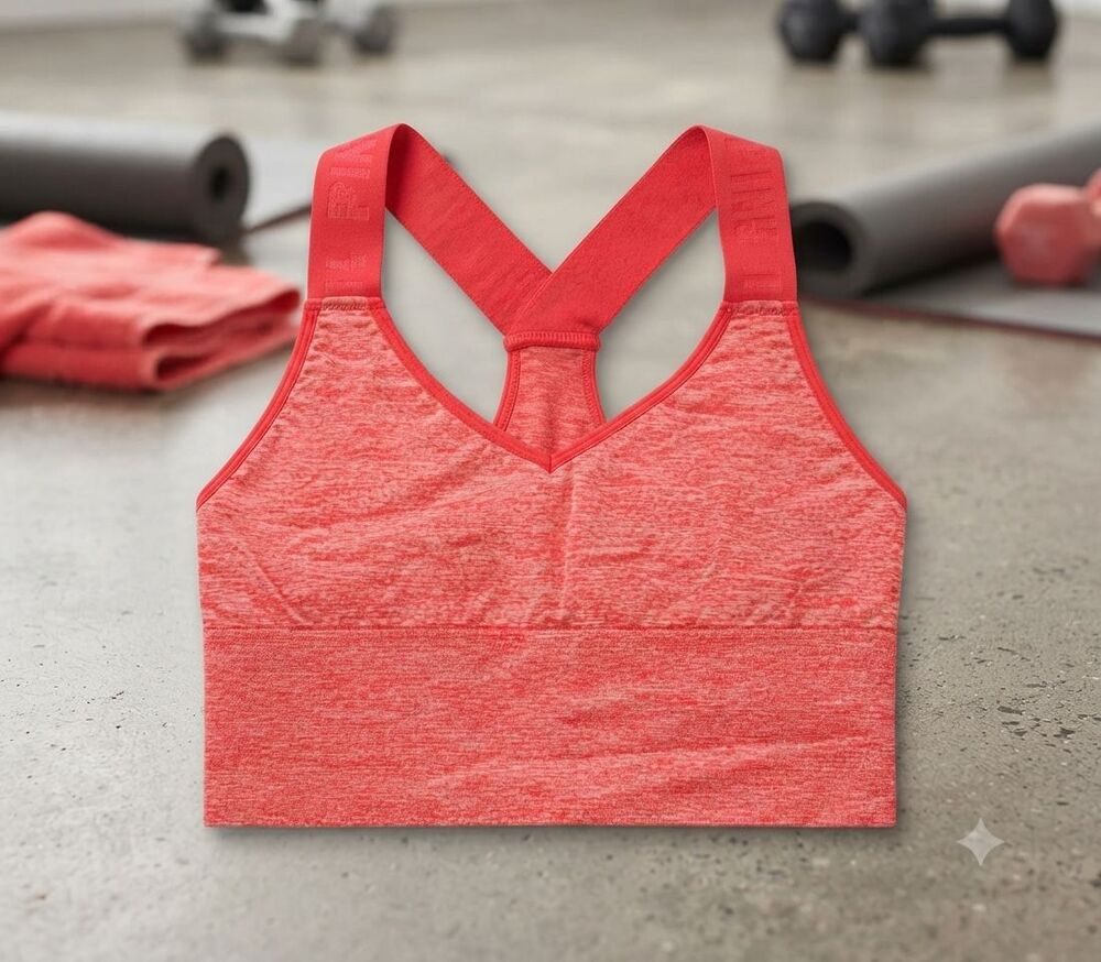 PINK Victoria’s Secret Sport Bra Red Heather Racerback Size S Athletic Workout